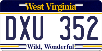 WV license plate DXU352