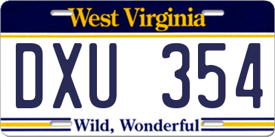 WV license plate DXU354