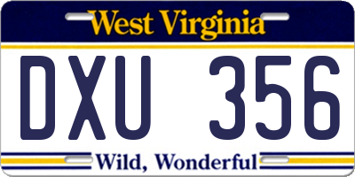 WV license plate DXU356