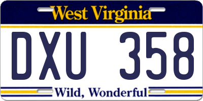 WV license plate DXU358