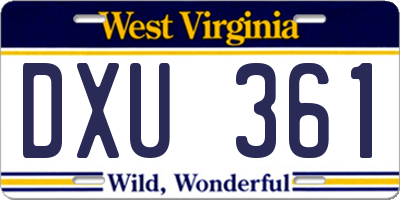 WV license plate DXU361