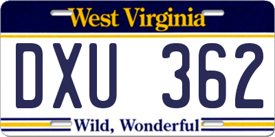 WV license plate DXU362