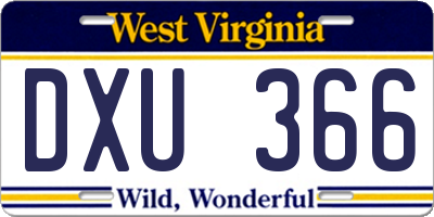 WV license plate DXU366