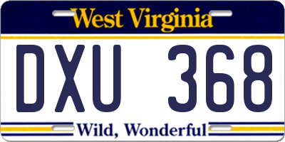 WV license plate DXU368