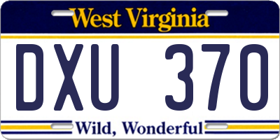 WV license plate DXU370