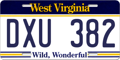 WV license plate DXU382