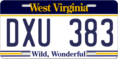 WV license plate DXU383