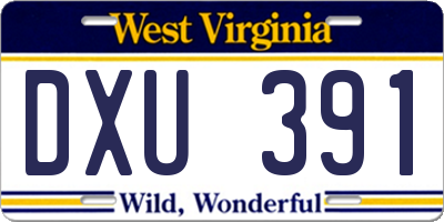 WV license plate DXU391