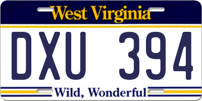 WV license plate DXU394