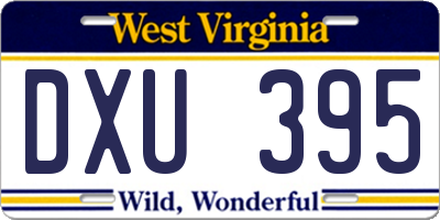 WV license plate DXU395