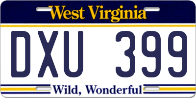 WV license plate DXU399