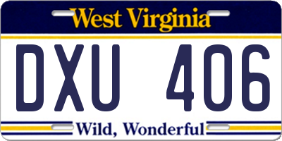 WV license plate DXU406