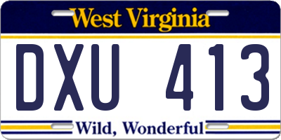 WV license plate DXU413
