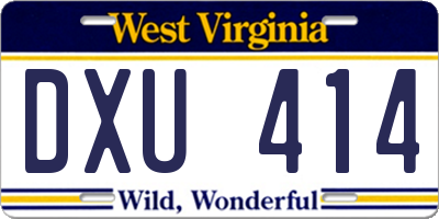 WV license plate DXU414