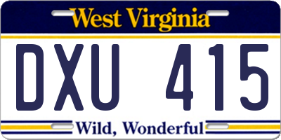 WV license plate DXU415