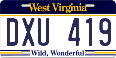 WV license plate DXU419