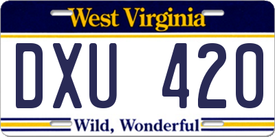 WV license plate DXU420