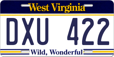 WV license plate DXU422