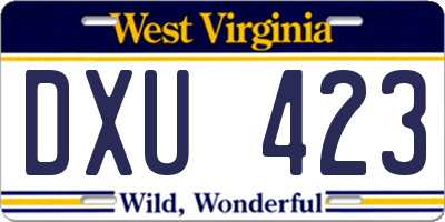 WV license plate DXU423