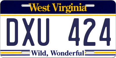 WV license plate DXU424