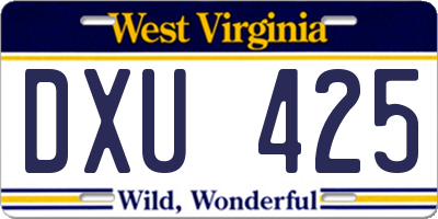 WV license plate DXU425