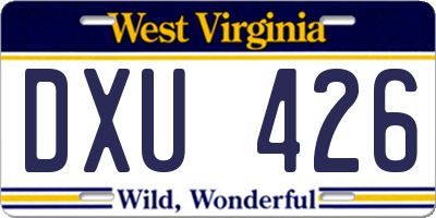 WV license plate DXU426