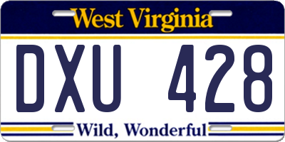 WV license plate DXU428