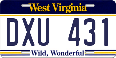 WV license plate DXU431