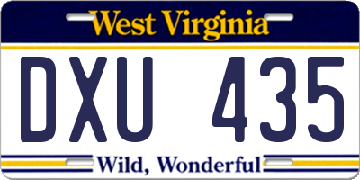 WV license plate DXU435