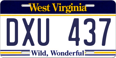 WV license plate DXU437