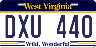 WV license plate DXU440