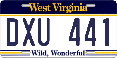 WV license plate DXU441