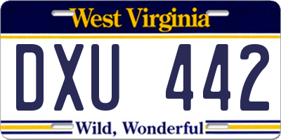 WV license plate DXU442