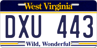 WV license plate DXU443