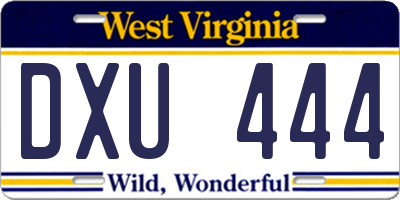 WV license plate DXU444
