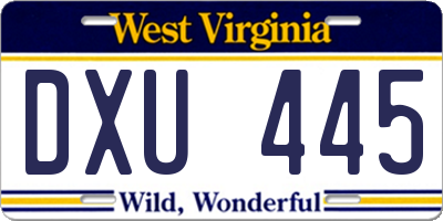 WV license plate DXU445