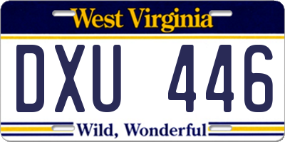 WV license plate DXU446