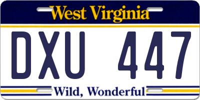 WV license plate DXU447