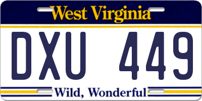 WV license plate DXU449