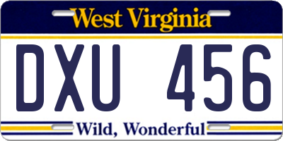 WV license plate DXU456