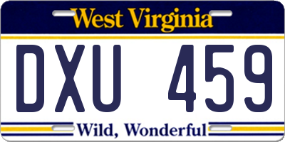 WV license plate DXU459