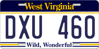 WV license plate DXU460