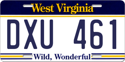 WV license plate DXU461