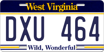 WV license plate DXU464
