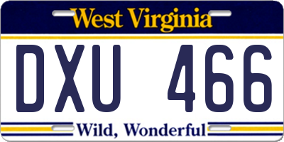 WV license plate DXU466