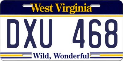 WV license plate DXU468