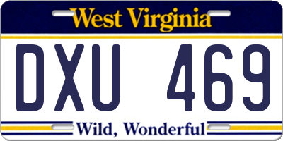 WV license plate DXU469