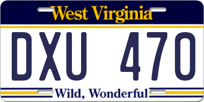 WV license plate DXU470