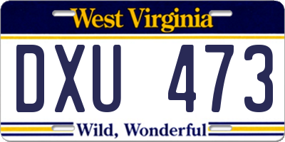 WV license plate DXU473
