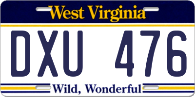 WV license plate DXU476